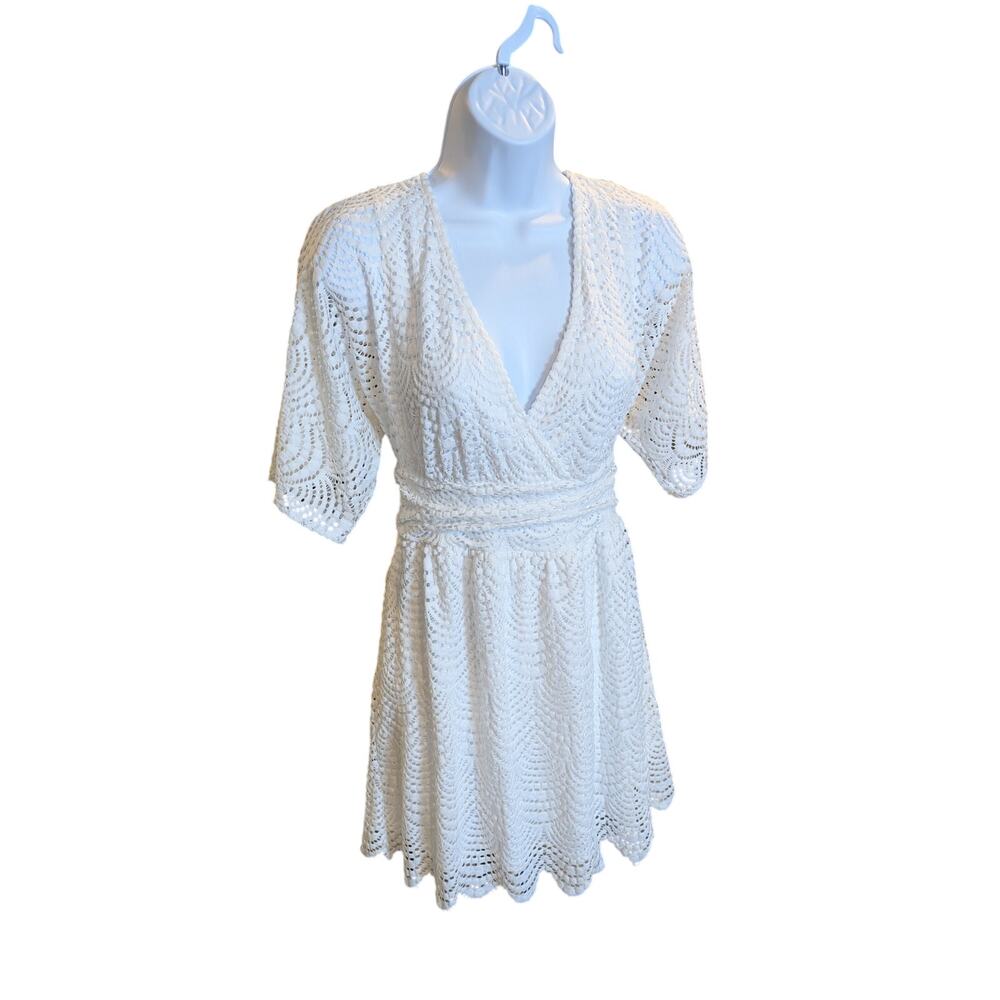Lilly Pulitzer White Lace Parigi Romper Dress V-Neck Flutter Sleeve
